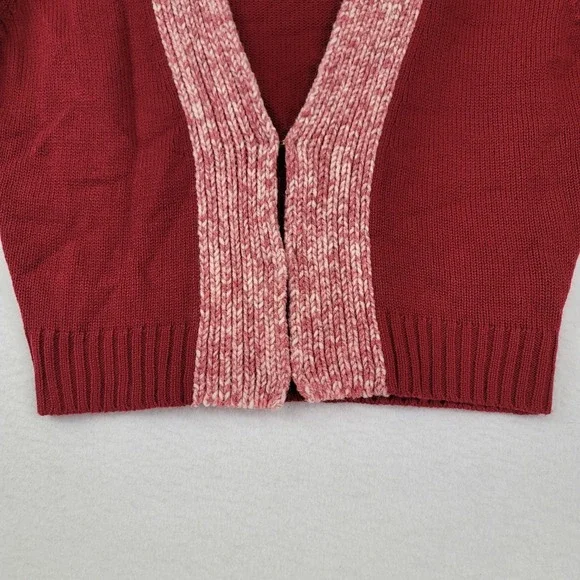 To The Max Wool-Blend Red V-Neck Cardigan Sweater Long Sleeve Size Medium - Picture 3 of 16